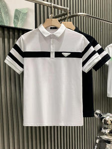 เสื้อโปโลแขนสั้นผู้ชายลายทางขาวดำ น้ำหนักเบา ปกพับได้ แบรนด์แฟชั่นยอดนิยมบนอินเทอร์เน็ต - Product Image 3