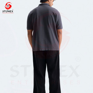 Polo à manches courtes gris foncé pour homme Creative State, imprimé par transfert thermique, décontracté, respirant, tricoté, avec logo sur le devant - Product Image 3