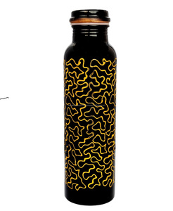 Botella de agua de cobre puro con diseño impreso para beber, tapa a prueba de fugas, recipiente de cobre puro Ayurvédico - Product Image 2