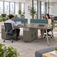Poste de travail pour 4 personnes avec armoire de rangement, ensemble de bureaux modernes pour le personnel et tiroirs verrouillables pour bureau professionnel