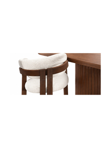 Table à manger ovale moderne en bois avec pieds côtelés et fauteuils assortis pour usage domestique, design stable pour villa, hôtel, réunion - Product Image 3