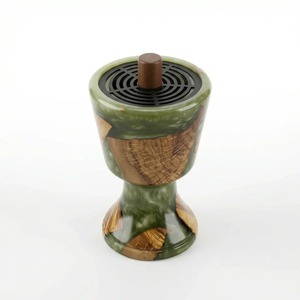Quemador de Incienso Moderno Árabe Mubkha de Resina y Madera de Acacia Hecho a Mano de Primera Calidad para Virutas de Oud, Fragancia Aromática, Majlis - Product Image 4