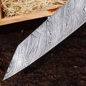 Silver Damascus Pattern Chef Knife with Black <b>Wooden</b> Handle Sharp Kitchen Cutting Knife for Meat Vegetable <b>Slicing</b> Food - Product Image 3