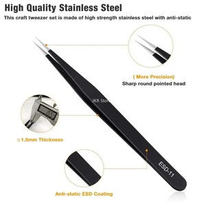 Juego de Pinzas Antiestáticas de Precisión ESD, Kit de Herramientas de Reparación de Acero Inoxidable con Punta Fina para Ensamblaje Electrónico - Product Image 2