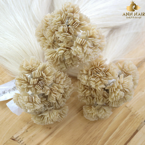 Extensiones de Cabello Liso con Punta Plana I-Tip, Rubio Platino, Trama Única, Doble Grosor, Cabello Humano Virgen Vietnamita con Unión de Queratina - Product Image 2