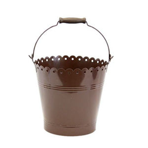 Cubo de metal galvanizado pintado de marrón al por mayor con asa, mini cubo de hojalata para recuerdos de fiesta, macetas, almacenamiento, decoración de bodas - Product Image 1