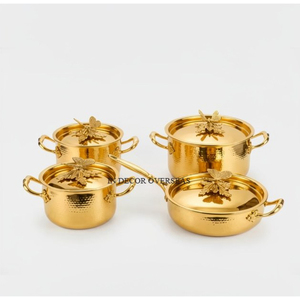 Ensemble de casseroles et faitouts en acier inoxydable, écologique, de conception européenne moderne, fabriqué artisanallement, avec poignées décorées motif raisins, de qualité alimentaire - Product Image 5