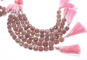 Perles carrées facettées en forme de fraise naturelle 8-9 mm, perles en pierre précieuse rouge fraise 8 pouces, perles carrées fraise pour bijoux - Product Image 5