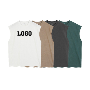 Débardeurs pour hommes de haute qualité en tissu de 180 g, col rond, couleur or - Product Image 5