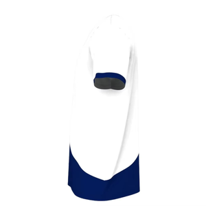 T-shirt à manches courtes pour homme, blanc et bleu marine, col rond, coupe classique, en coton tricoté décontracté - Product Image 2