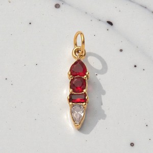 Pendentif breloque en pierres précieuses de grenat et de quartz de formes variées |   Bijoux délicats en argent 925 plaqué or 14 carats - Product Image 1