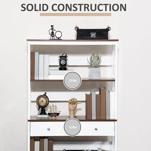 Libreria Moderna a 4 Ripiani in Legno Bianco con Stabilità a X-Bar e Cassetto per Ufficio - Product Image 6