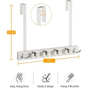 Portascope da appendere alla porta in legno con 2 ganci, organizer da parete per attrezzi - Product Image 2