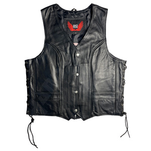 Chaleco Motero Negro sin Mangas para Hombre HSI con Cordones Laterales y Botones Delanteros, Transpirable para Todas las Temporadas - Product Image 1