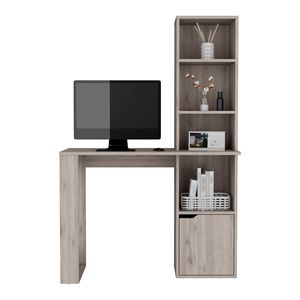DEPOT E SHOP Escritorio Ripley gris claro con estantería y gabinete, conjunto de escritorio funcional para computadora - Product Image 3