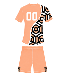 Ensemble short et maillot de rugby géométrique noir et blanc pêche, manches courtes, col rond, personnalisable, respirant, pour entraînement et sport d'équipe - Product Image 2