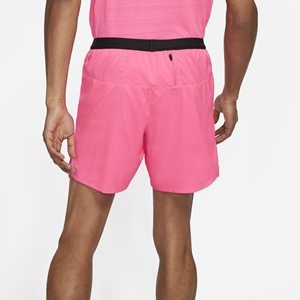 Shorts de sport rose pour homme à séchage rapide avec poches, logo frontal, cordon de serrage, longueur mi-cuisse, couleur unie, 100 % toile de coton - Product Image 1
