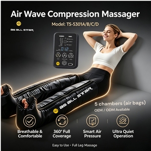 Masseur pour les pieds et les jambes à compression d'air, 5 chambres, vibrations, certifié USB Type-C, soin quotidien complet des jambes, AS ALL STAR CE - Product Image 3