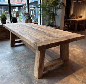 Table à manger en bois de manguier, meubles en bois massif faits à la main, design moderne et élégant, utilisation commerciale pour restaurants et hôtels, usine OEM/ODM - Product Image 4