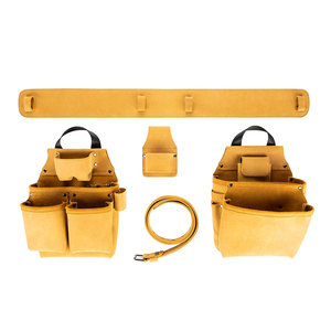 Heavy Duty Tool <b>Belt</b> with Multiple Pockets Adjustable Straps <b>Tan</b> Color Durable <b>Waist</b> Bag for Construction Workers - Product Image 3