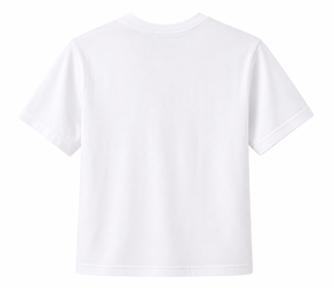 T-shirt court blanc pour femme à col rond, logo minimaliste sur le devant, tricoté, couleur unie, longueur courte - Product Image 3