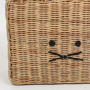 กระเป๋าสะพายหวายวินเทจสำหรับเด็กกระเป๋าฟางรูปหมีสำหรับเด็ก - Product Image 5