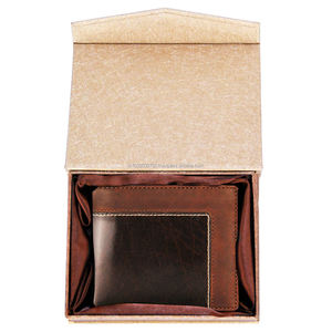 Trendy Men's Minimalist RFID Bifold Leather <b>Wallet</b> Open Closure Short Length Geometric Polyester Custom Logo Open Closure Short - Product Image 1