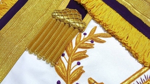 Past Master Blue Lodge Apron <b>Purple</b> Velvet Gold Hand Embroidery Masonic Regalia Ceremonial Freemason Lodge Apron Premium Quality - Product Image 6
