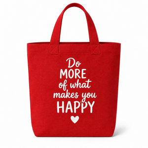 Sac fourre-tout en toile de coton rouge AMANI 14x14x4 pouces, impression sérigraphiée, pour le shopping, avec poignée renforcée de 8 pouces, pour faire plus et devenir plus heureux - Product Image 1