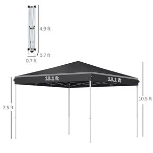 Gazebo Pop-up 13x13 con Regolazione Facile dell'Altezza, Borsa per il Trasporto con Ruote, Colore Grigio - Product Image 3
