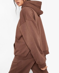 Vente en gros de sweats à capuche oversize en coton, 100% coton, impression personnalisée, hauts respirants à manches longues pour femmes - Product Image 3