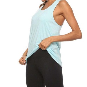 Débardeur pour femme bleu clair à col rond, couleur unie, respirant, tricoté, sans manches, décontracté - Product Image 3