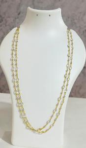 Collar de Dos Capas con Cristal Ovalado y Perla Blanca de 22 Pulgadas, Chapado en Oro, Joyería de Moda para Mujer - Product Image 3