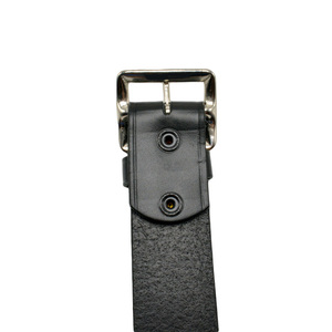 Ceinture formelle en cuir véritable noir avec boucle rectangulaire argentée, couleur unie, pour tenue de travail et uniforme - Product Image 5