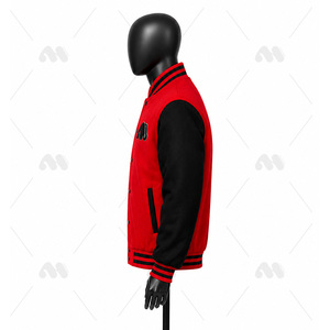 Custom Logo High-Quality <b>Varsity</b> <b>Jackets</b> <b>Vintage</b> Washed Tan Canvas Embroidered Logos Wool Leather Sportswear Factory Price - Product Image 3