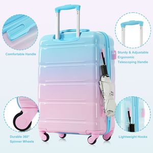 20-Inch USB Port Luggage <b>Set</b> of 3 Airline Certified ABS+<b>PC</b> Hard Shell Spinner Wheels with Luggage Identifier 'Li' - Product Image 3