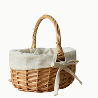 KV NATURAL HOME Panier à fleurs ovale multifonctionnel en rotin naturel du Vietnam, écologique, avec poignée, idéal pour pique-nique et emballage cadeau