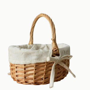KV NATURAL HOME Vintage Vietnam Natural Rattan Eco-Friendly Oval Multifunction Picnic Flower <b>Basket</b> with <b>Handle</b> - Product Image 4