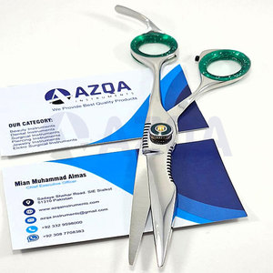 Stainless Steel Professional Right-Handed Hair Cutting Scissors Green Finger <b>Rings</b> Medium Handle Adjustable Screw for Barber - Product Image 6