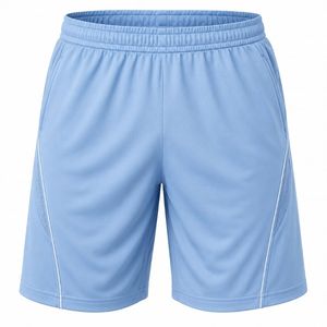 Shorts de sport gris pour homme en toile tricotée, anti-plis, respirant, écologique, séchage rapide, taille mi-haute, couleur unie, décontracté, avec cordon de serrage - Product Image 3