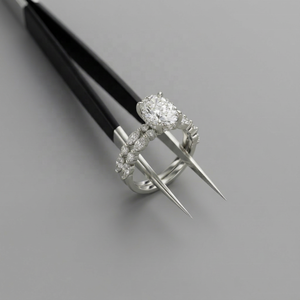 Ensemble de bagues de mariage en or blanc 14 carats avec diamant de laboratoire ovale IGI de 2 carats, cadeau OEM ODM - Product Image 1