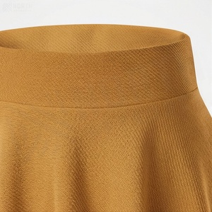 Minifalda de Cintura Alta con Corte en A para Mujer, Color Sólido, Plisada, Cómoda, Tejido Elástico, para Todas las Temporadas - Product Image 4