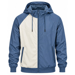 Windbreaker <b>Jacket</b> for <b>Men</b> <b>Lightweight</b> Outdoor Sports Water Resistant Full Zip Hooded Activewear Custom Apparel Factory Exporter - Product Image 1