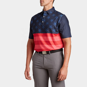 Polo pour homme à imprimé drapeau américain, manches courtes, respirant, tricoté, 100% polyester, haut décontracté pour le golf - Product Image 2