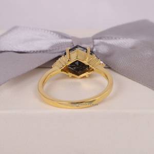 Natural Black Rutilated <b>Quartz</b> <b>Ring</b> <b>Quartz</b> Hexagon <b>Ring</b> Personalized Gifts Black Rutilated <b>Ring</b> Hexagon Wedding <b>Ring</b> Vintage - Product Image 5
