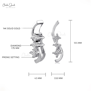 จี้เพชรแท้ทรงล็อกเก็ต 0.09 กะรัต ประดับเพชรแบบหนามเตย ตัวเรือนทองคำขาว 14k ขายส่งเครื่องประดับสั่งทำสำหรับผู้หญิง - Product Image 2