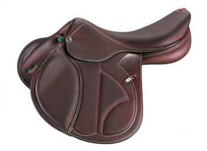 Silla de Montar Inglesa de Cuero de Lujo para Salto y Doma, Equipo Ecuestre Premium con Ribete Rojo, Arco de Madera y Herrajes de Latón - Product Image 1