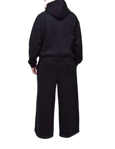 Chándal desgastado con bordado y apliques personalizados, chaqueta con cremallera y diamantes de imitación, lavado ácido, ropa de calle de lana lavada Vintage para hombre, Sudadera con capucha - Product Image 2