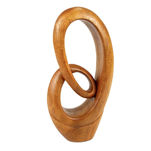 Grande sculpture en bois abstraite, statue en bois de Suar, figurine boucle éternelle, artisanat balinais fait main, décoration pour la maison ou le bureau, ornement, cadeau - Product Image 1