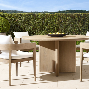 Table ronde en teck au style moderne et épuré pour l'extérieur, résistante à la pourriture et non facilement fragile - Product Image 4